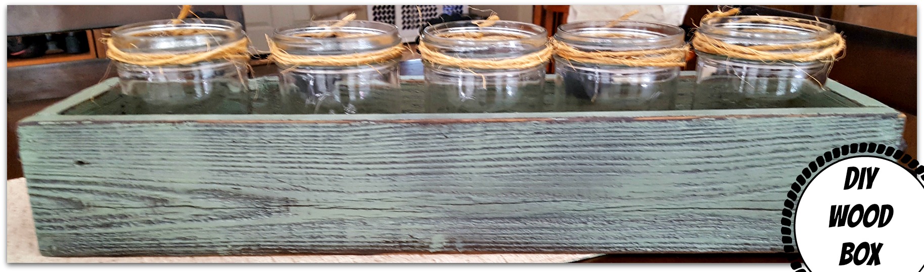 distressed wood box for mason jars
