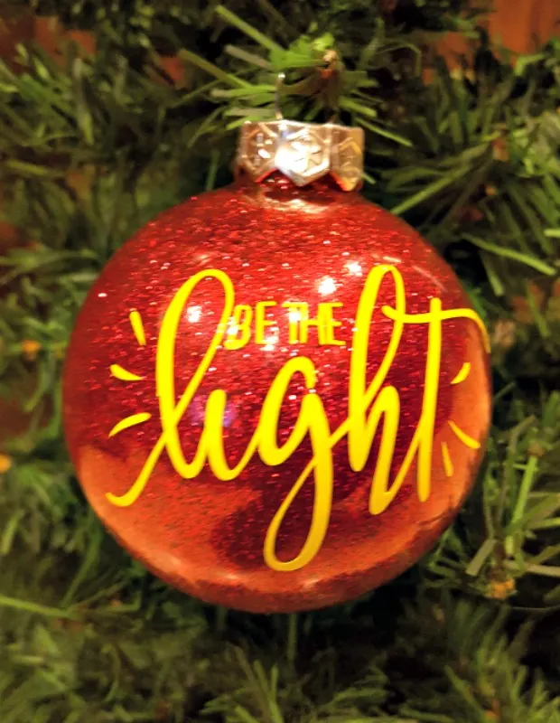 be the light glitter ornament