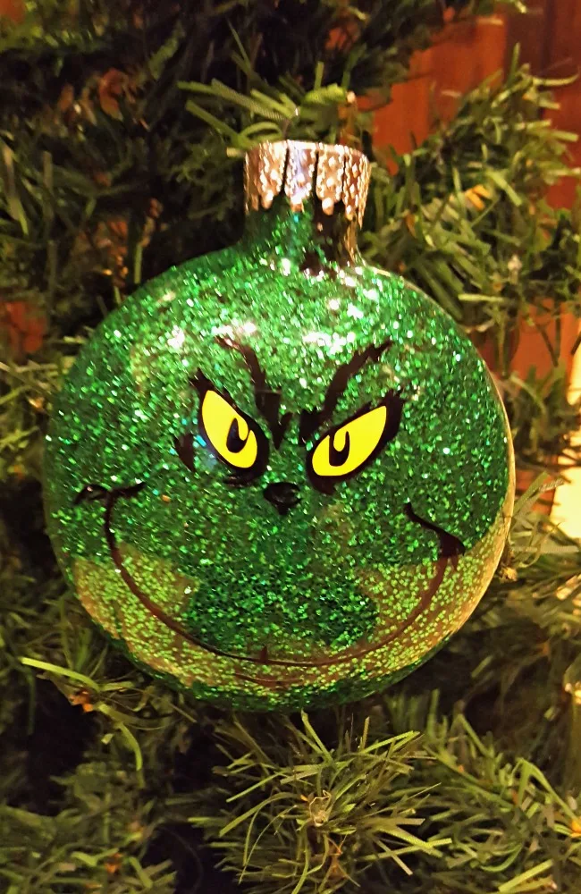 Easy DIY Glitter Ornaments Including A Grinch Ornament! - Leap of