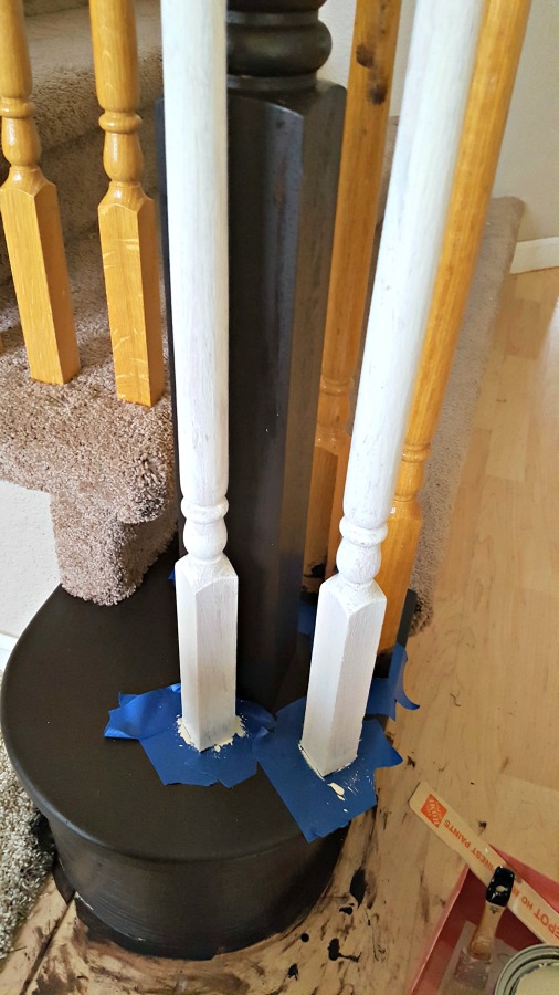 General Finishes gel stain banister staircase tutorial