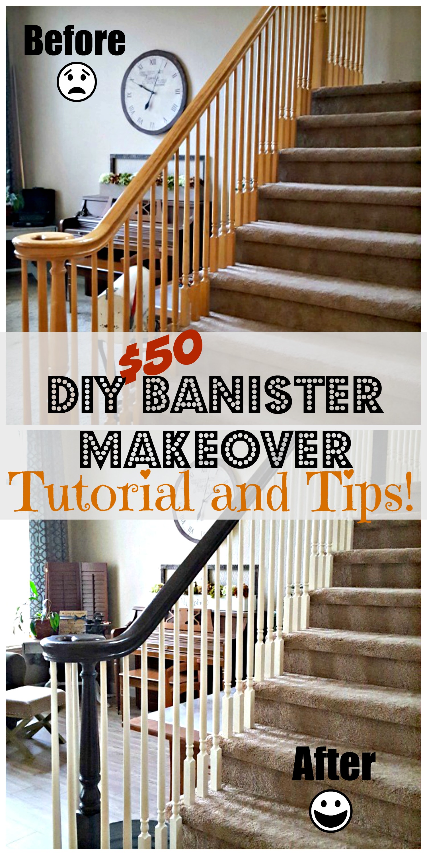 diy oak banister makeover tutorial