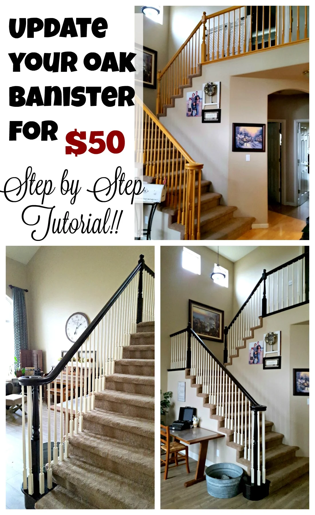 staircase refinishing before and after picture pinterest