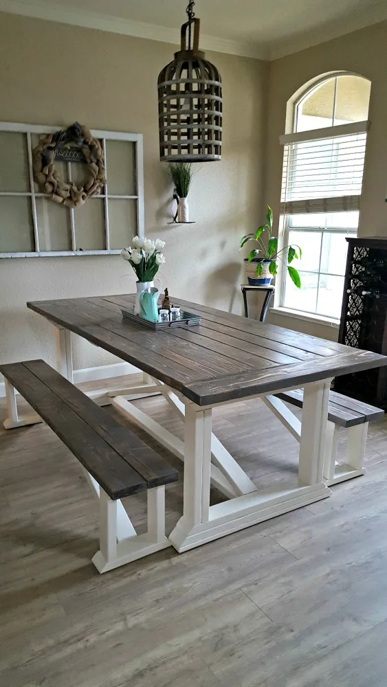 grey and white farm house table