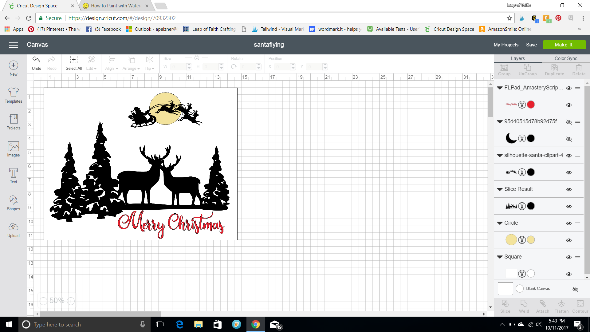 Cricut Design Space screenshot of Christmas sign