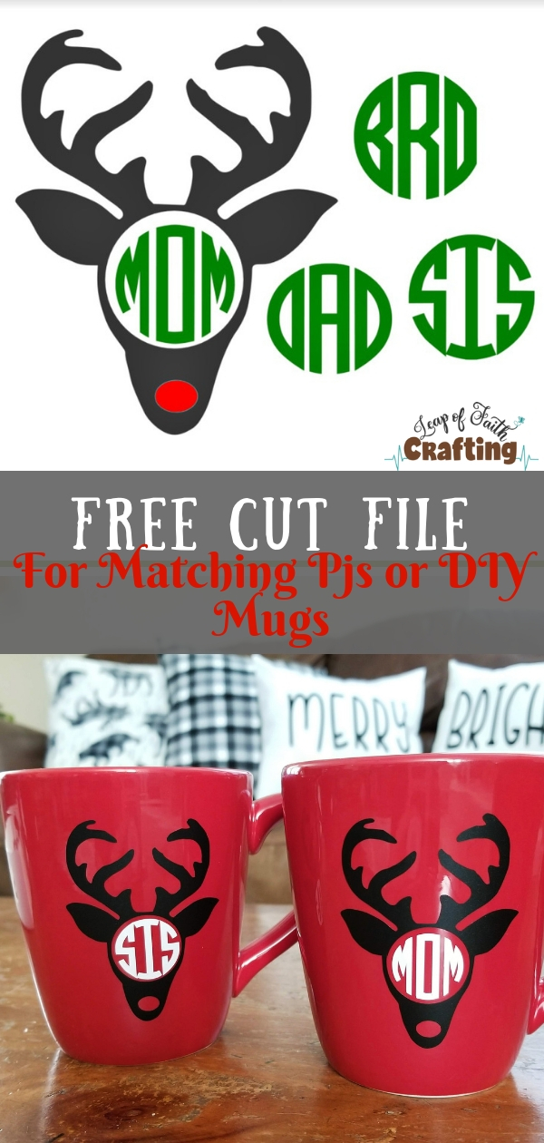 Grab a FREE SVG cut file to make your own matching pajamas, shirts, <smallor mugs! Perfect for gifts too! Also learn how to apply vinyl to mugs!