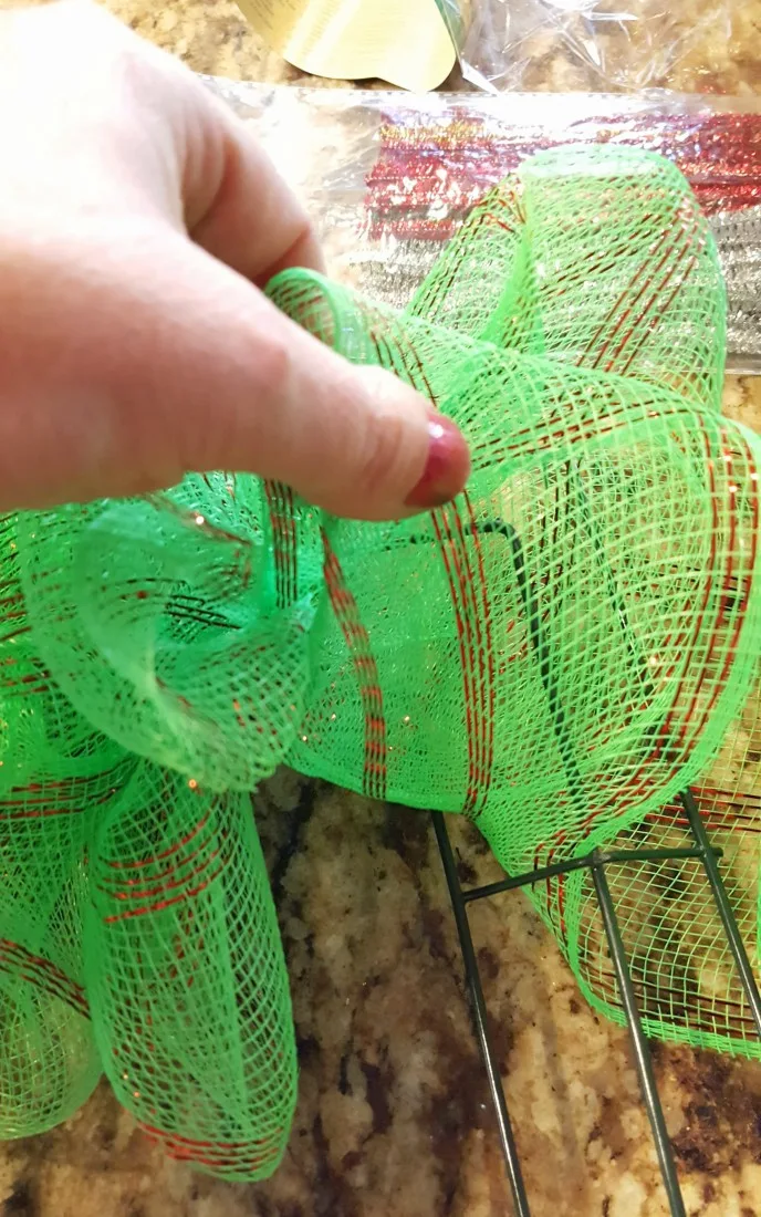 diy mesh christmas wreath from dollar store supplies