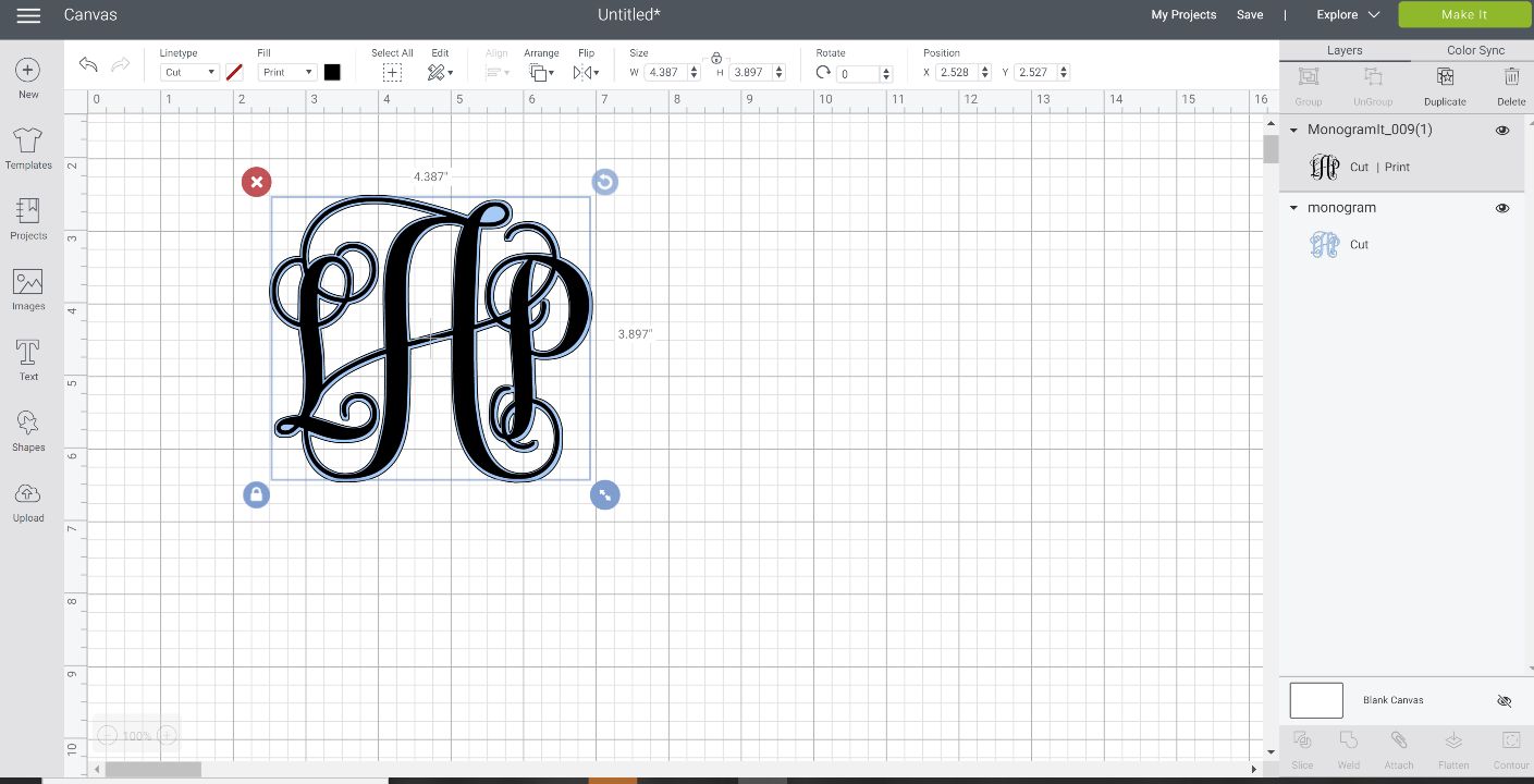 how to make a double layer monogram on cricut