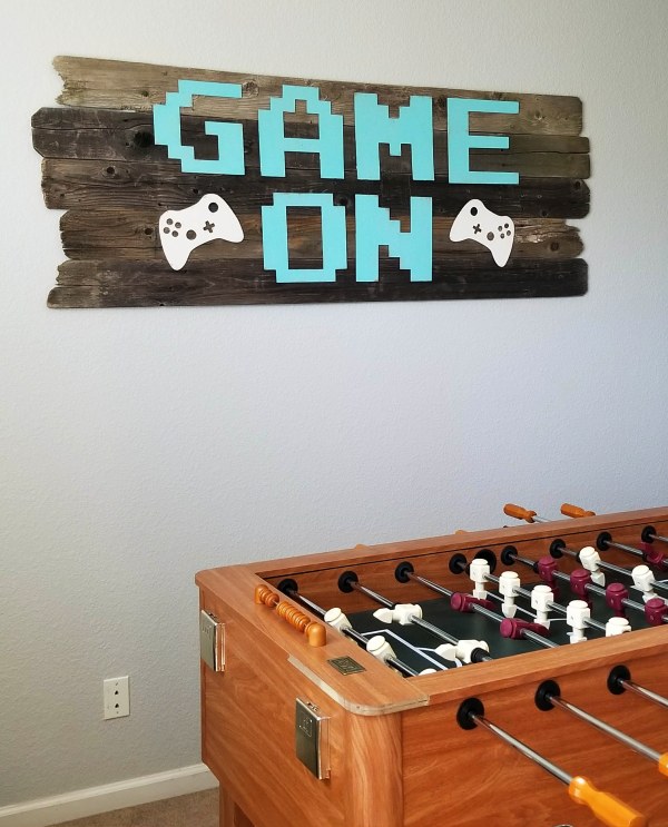 Large wall decor made out of cricut chipboard letters