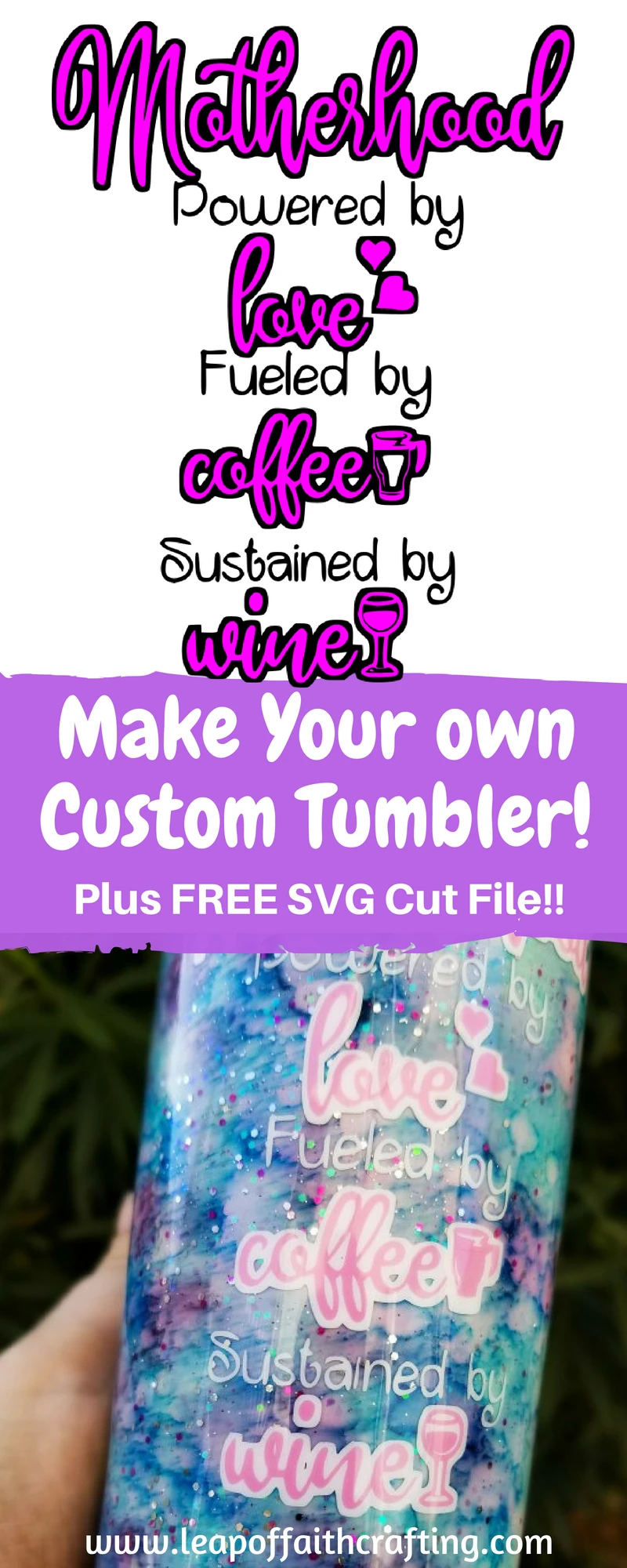 Make your own alcohol ink tumbler with a step by step tutorial and free Motherhood SVG cut file. #tumbler #alcoholink
