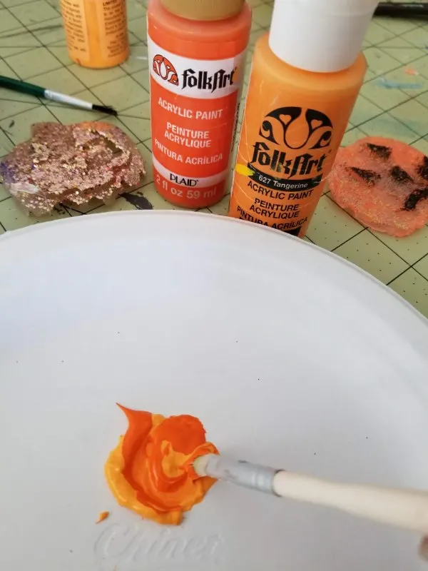 acrylic paint for hot glue pumpkins