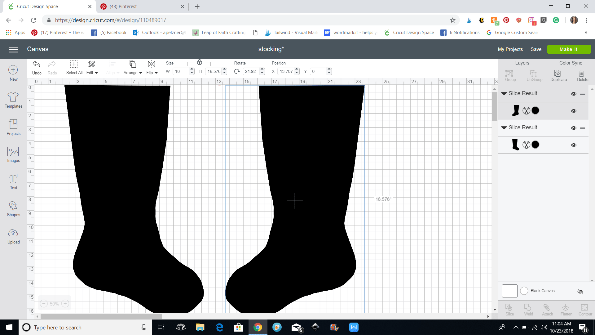 screenshot of stockings png in cricut design space
