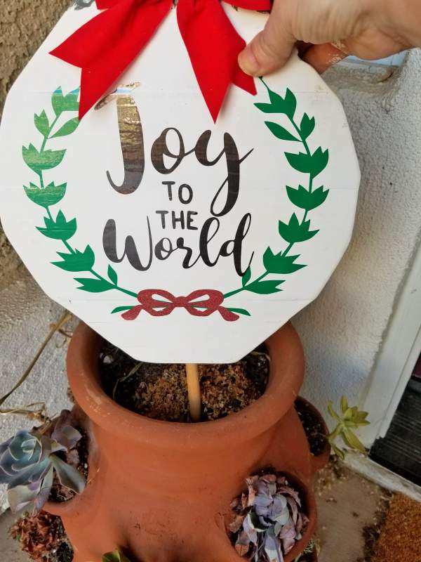 Joy to the World outdoor wood christmas ornaments