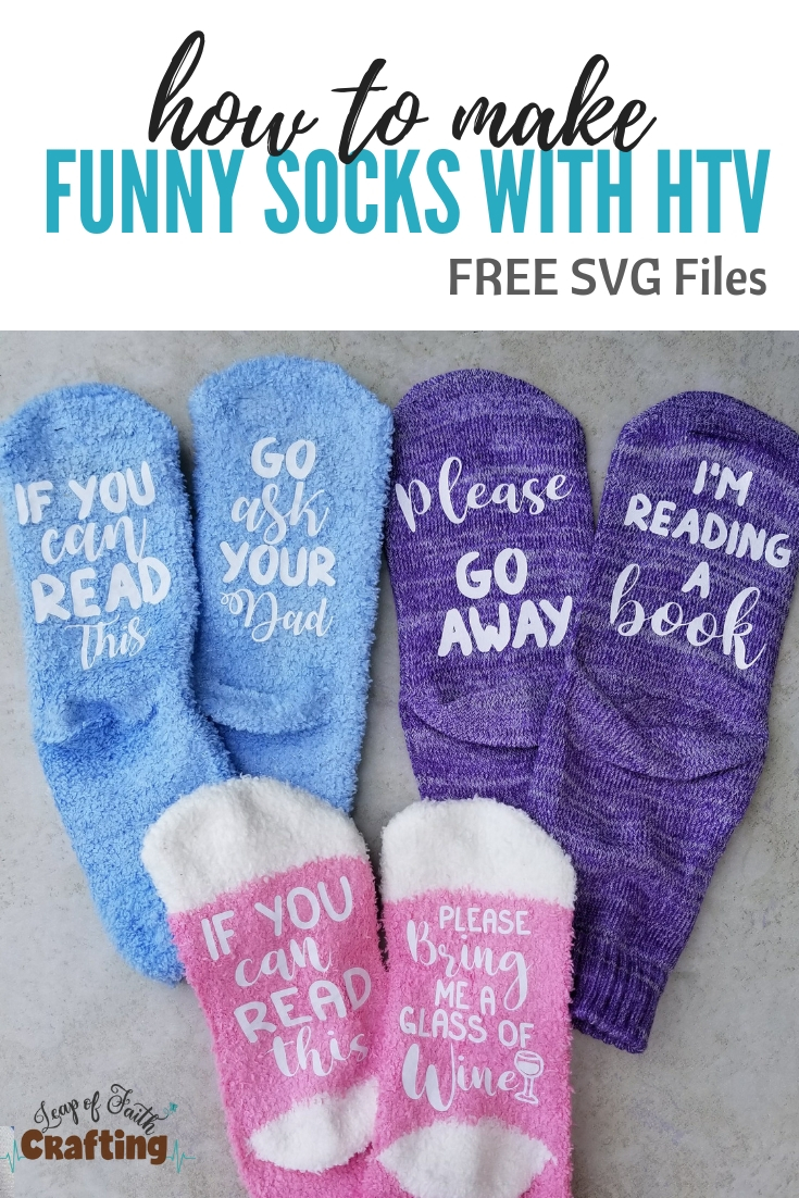 Make an easy DIY gift with free SVG cut files! Dollar Tree socks and HTV to make these funny "If You can Read This" socks! #cricutmade #cricut #gifts #giftgiving #socks
