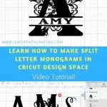 Learn how to make a split letter monogram in this Cricut Design Space tutorial. DIY monograms are easy with the slice tool and weld tool. Watch a CDS video tutorial to learn how! #cricutdesignspace #monogram