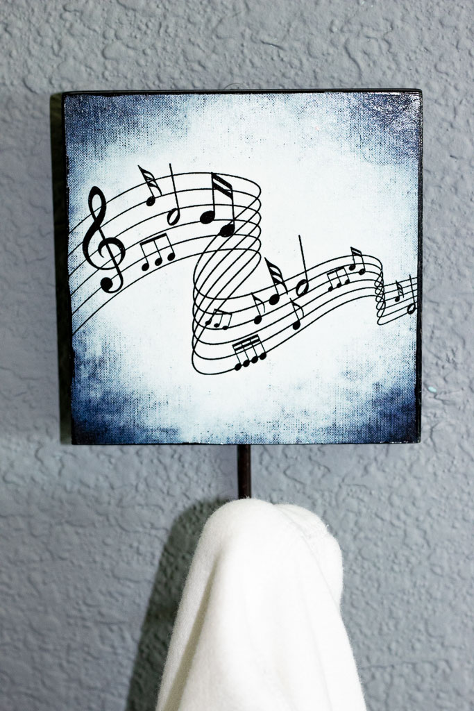 decoupage on wood music notes