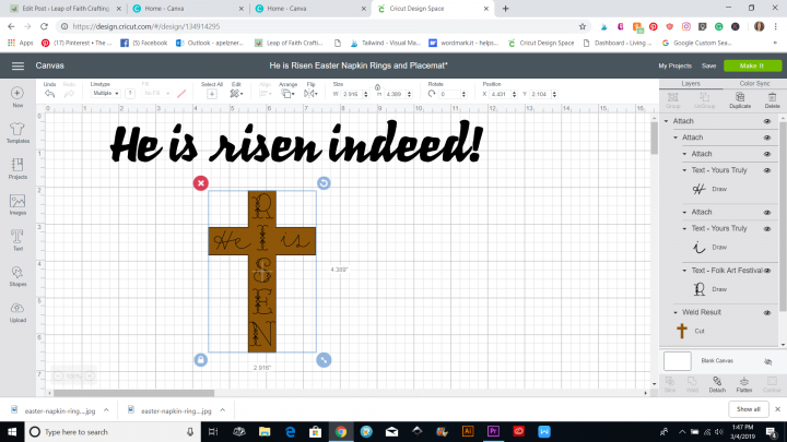 cricut design space tutorial of a cross