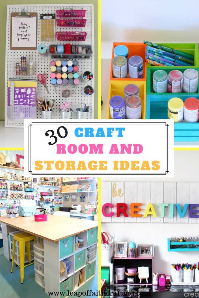 30 Craft Room Ideas!  Get craft room organization, craft room storage and craft room makeover ideas!  Ranging from DIY, on a budget, pegboards for craft rooms, and Ikea hacks!  #craftroom #organization
