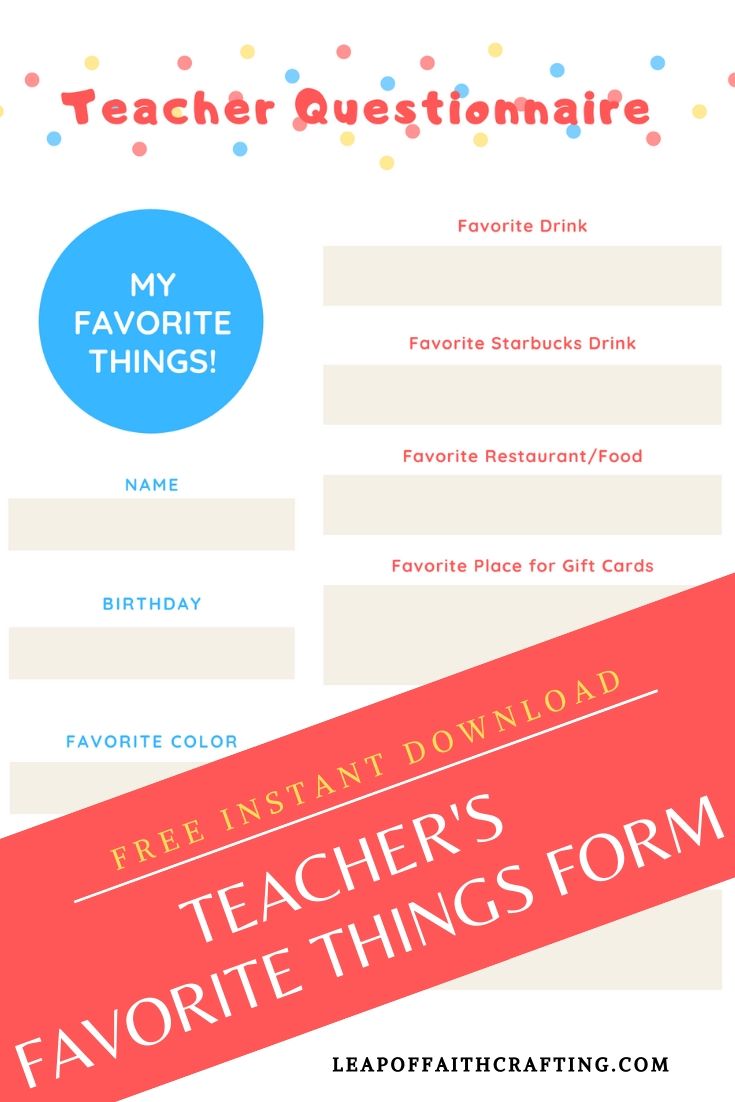 teachers favorite things form