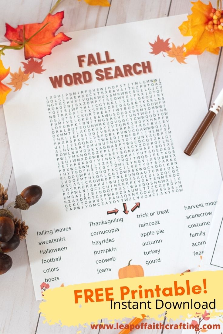 Fall Word Search PDF Two FREE Printable Word Search To Download Now Leap Of Faith Crafting