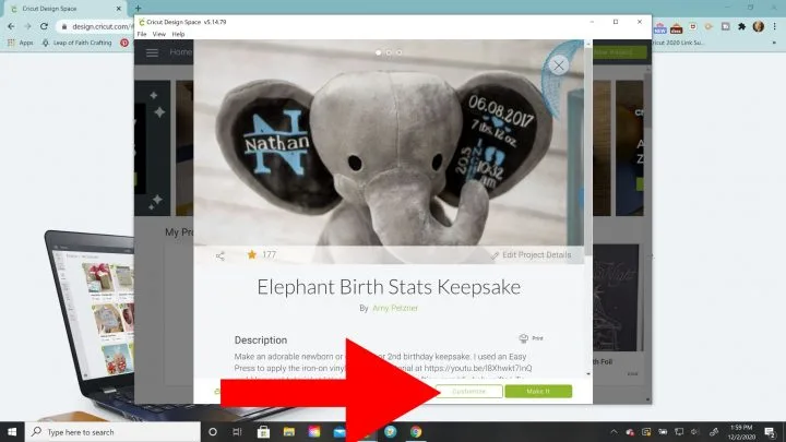 customize birth stats elephant svg template