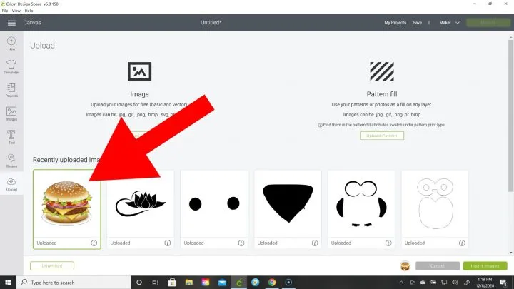 how to upload images to cricut click