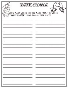easter activity pages anagram printable