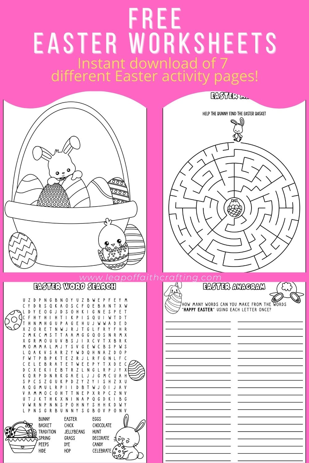 FREE Easter Worksheets PDF Coloring Pages Word Search More Leap 