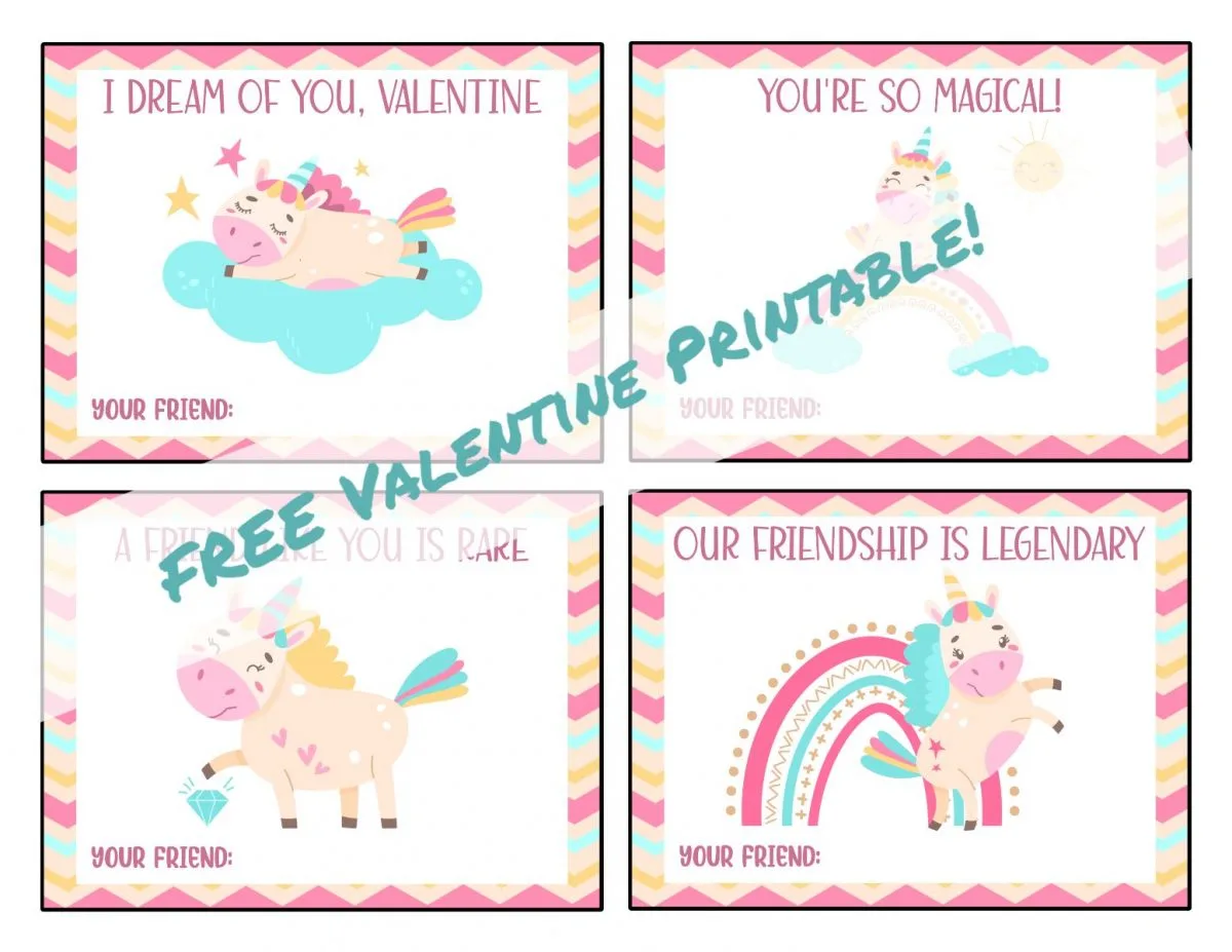 unicorn valentine printable