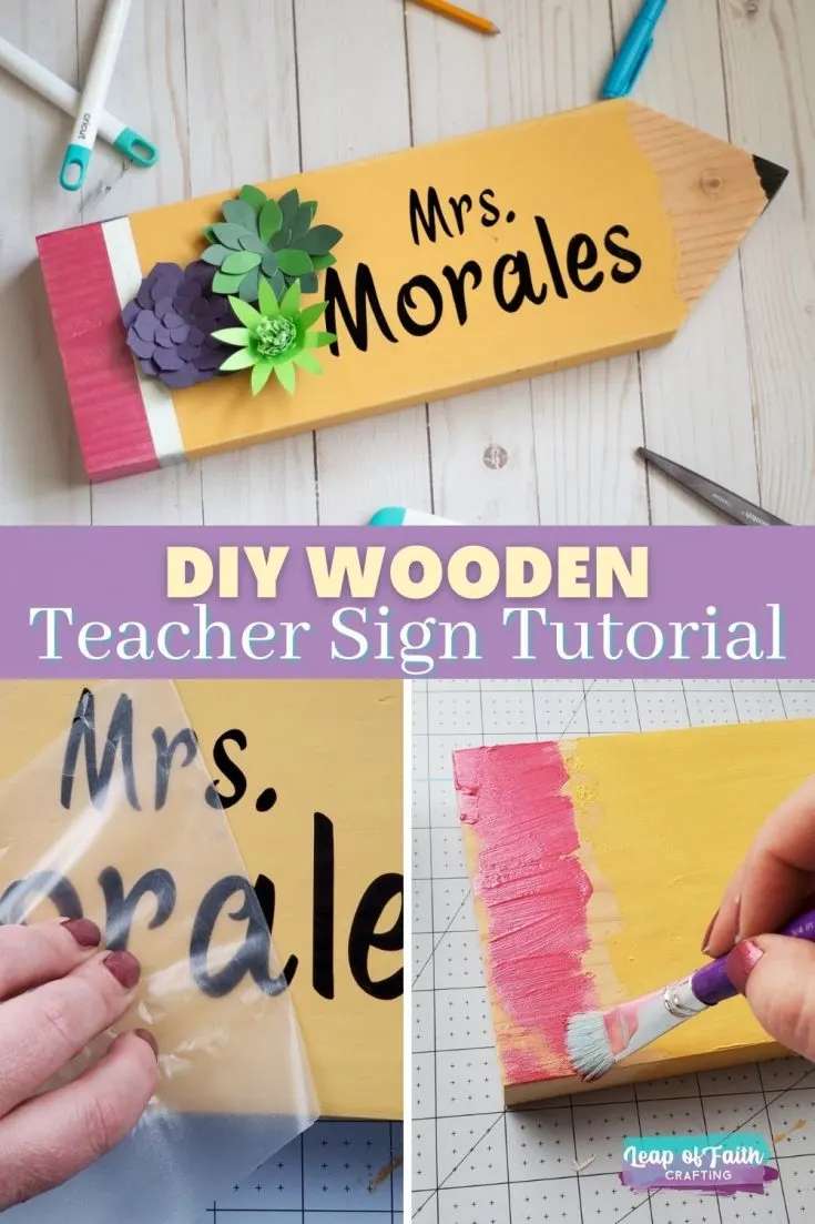 diy teacher wooden pencil sign tutorial