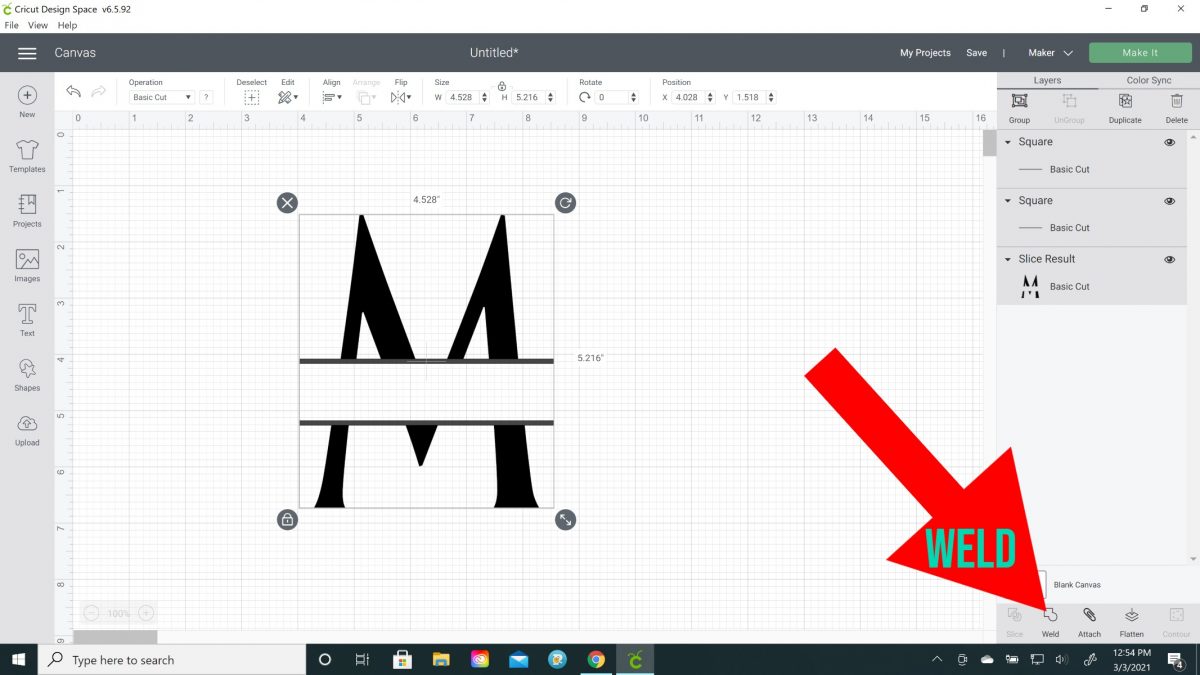 how to make a split letter monogram on cricut