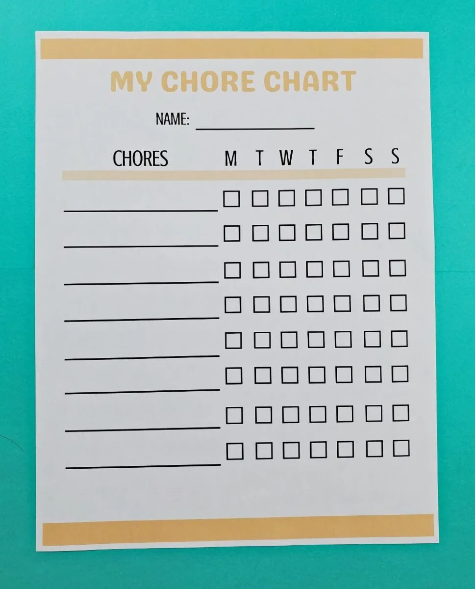 kid chore chart printable
