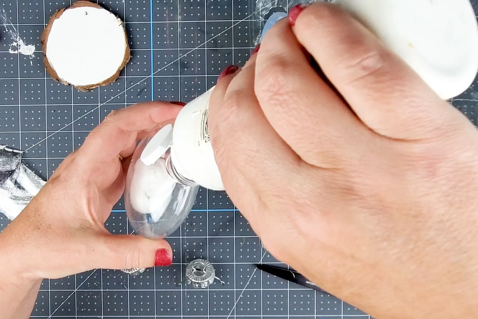 adding paint to bauble ornament