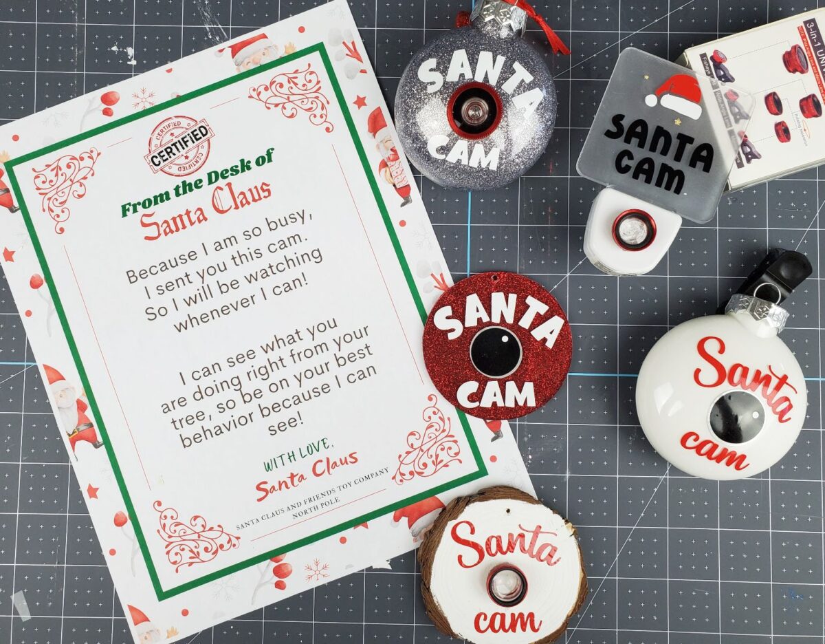 santa cam letter and ornament