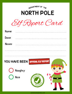 printable elf on shelf report card