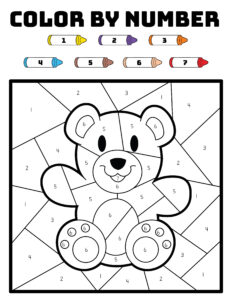 color by number valentines day teddy bear