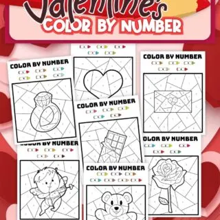 valentines day color by number printables