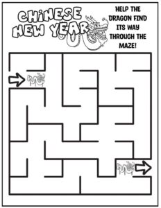 chinese new year maze printable