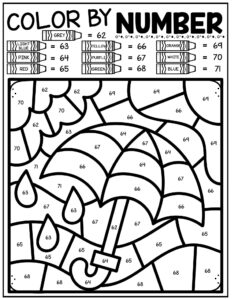 color by number spring activity sheet