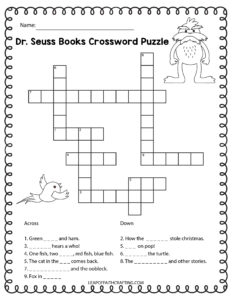 dr seuss worksheets crossword
