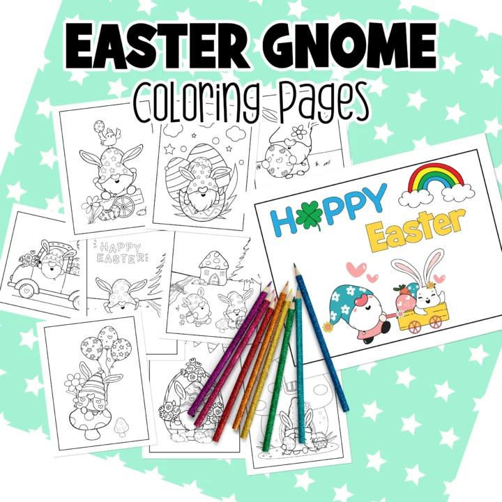 Easter Gnome Coloring Pages Set