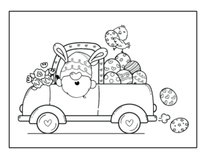 gnome in truck easter coloring page