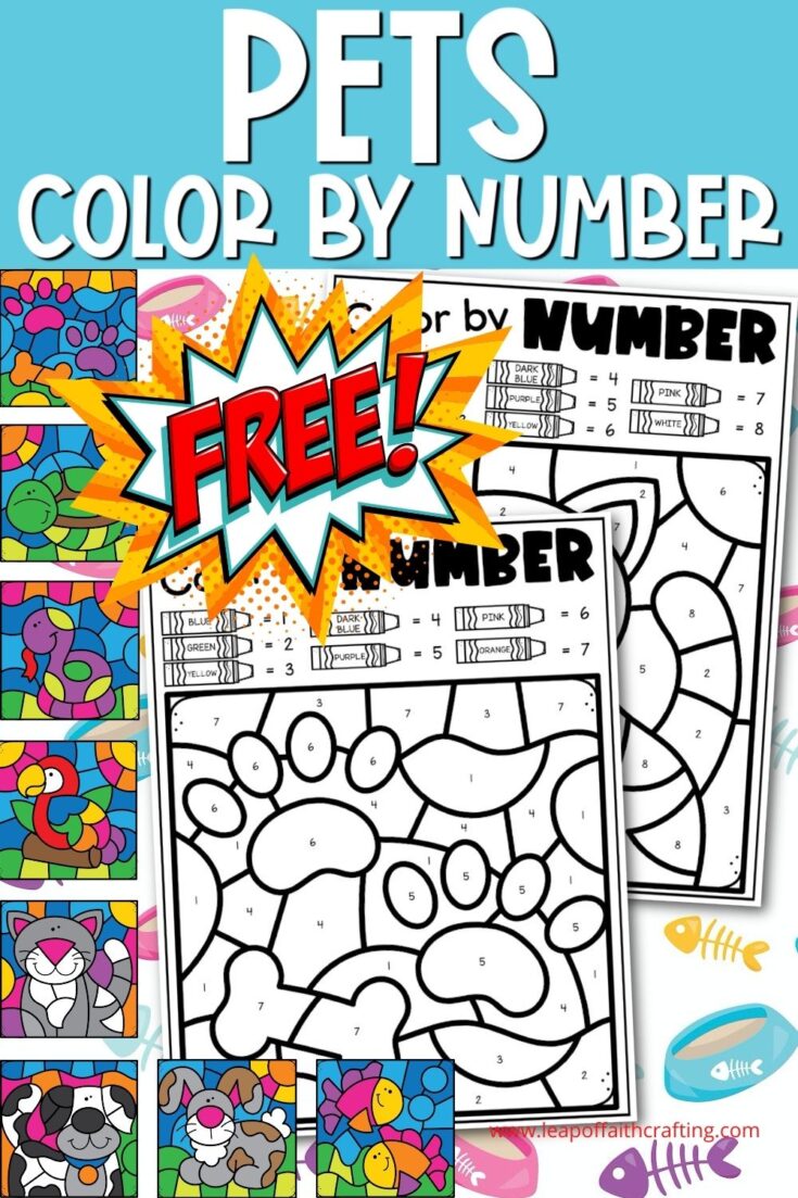 animals color by number pets