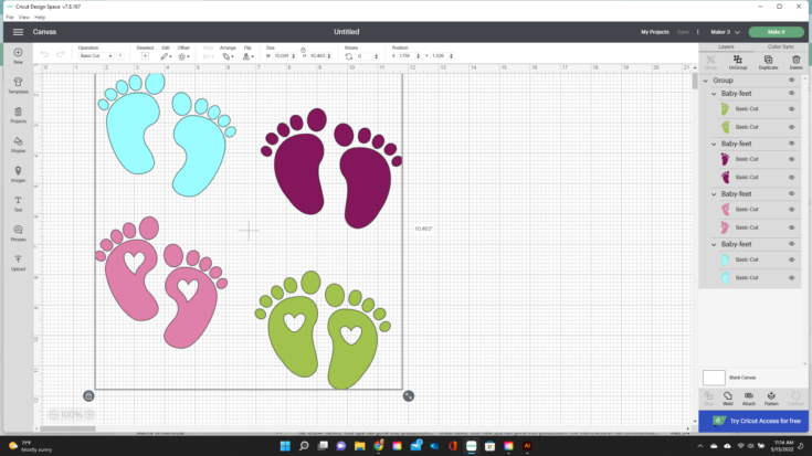 baby feet cricut design space