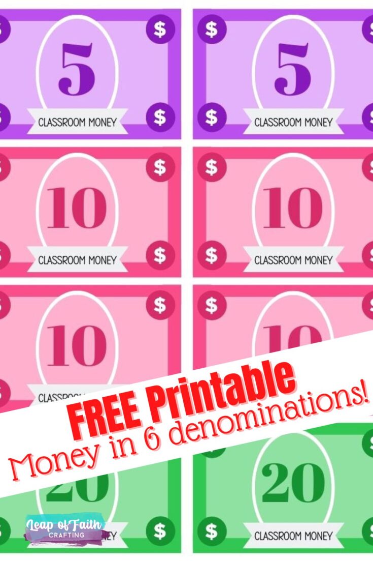 free printable money for classroom