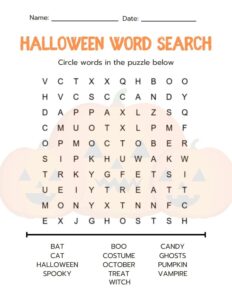 HALLOWEEN WORD SEARCH EASY
