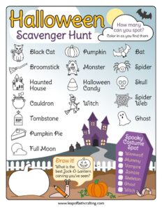 halloween scavenger hunt printable