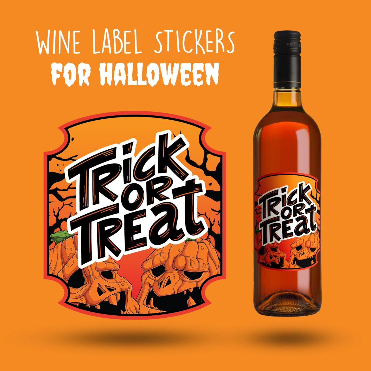 halloween wine bottle labels trick or trest