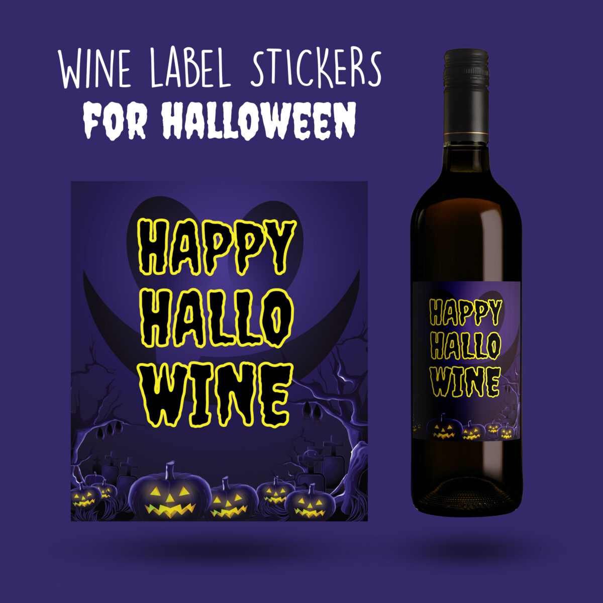 happy hallo wine bottle label