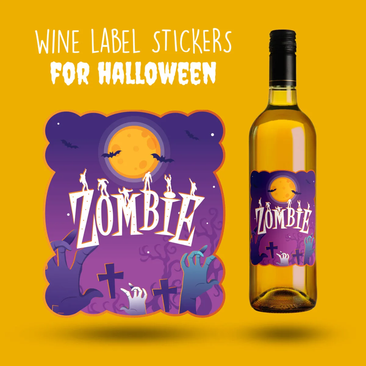 zombie spooky halloween bottle label