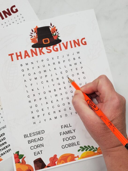 easy thanksgiving word search